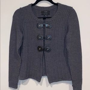 Tahari Grey Closed Cardigan